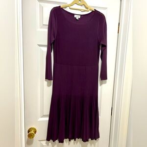 Carlisle Purple Pleated Long Sleeve Gown